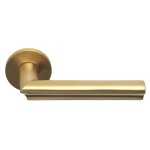 Deurkruk Eclipse DR102-G rond rozet PVD mat goud geveerd 