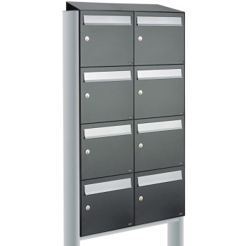 Flow set 2-breed, 4-hoog met dak op statief antraciet