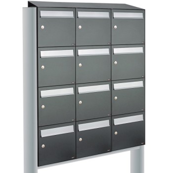 Flow set 3-breed, 4-hoog met dak op statief antraciet