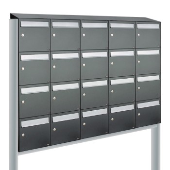 Flow set 5-breed, 4-hoog met dak op statief antraciet