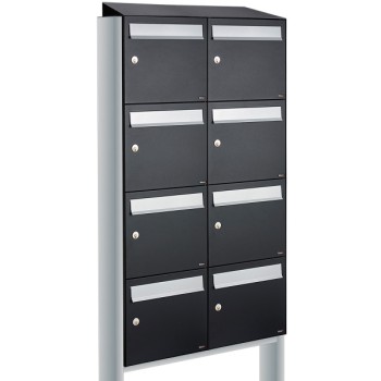 Flow set 2-breed, 4-hoog met dak op statief zwart