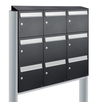 Flow set 3-breed, 3-hoog met dak op statief zwart