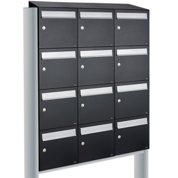 Flow set 3-breed, 4-hoog met dak op statief zwart