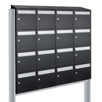 Flow set 4-breed, 4-hoog met dak op statief zwart