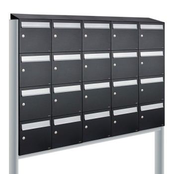 Flow set 5-breed, 4-hoog met dak op statief zwart