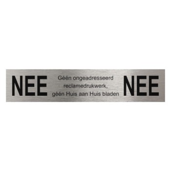 Nee/Nee plaatje zelfklevend RVS