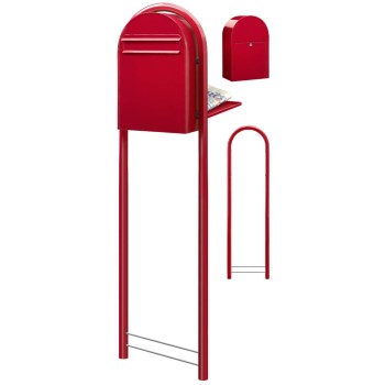 Brievenbus Bobi Classic Back Helderrood + statief