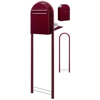 Brievenbus Bobi Classic Back Bordeauxrood + statief