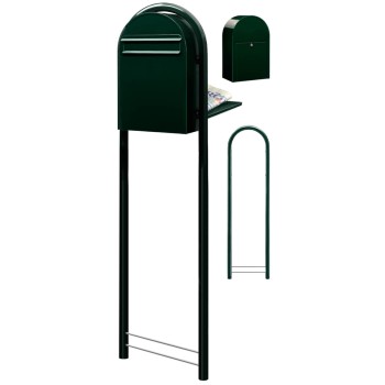 Brievenbus Bobi Classic Back Zwartgroen + statief