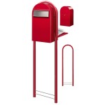 Brievenbus Bobi Grande Back Helderrood + statief