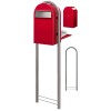 Brievenbus Bobi Grande Back Helderrood + statief