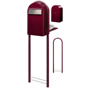 Brievenbus Bobi Grande Back Bordeauxrood + statief