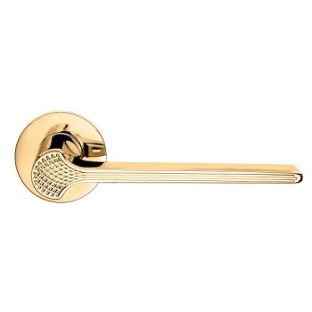 Deurkruk DND Ginkgo Biloba rond rozet bright gold PVD