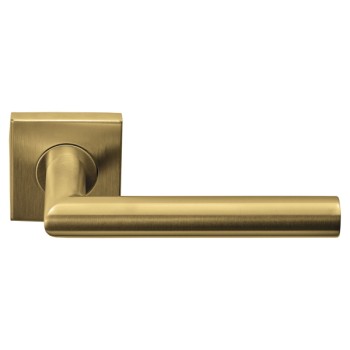 Deurklink LB2 vierkant geveerd rozet PVD mat goud