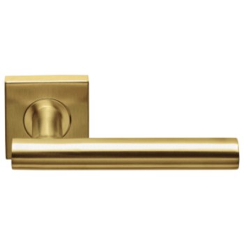 Deurklink LB7 vierkant geveerd rozet PVD mat goud