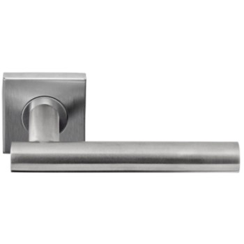 Deurklink LB7 vierkant geveerd rozet mat RVS