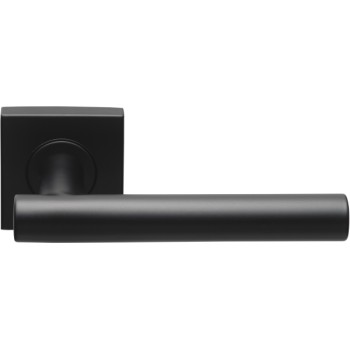 Deurklink LB7 vierkant geveerd rozet mat zwart