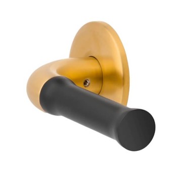 Deurkruk Nour EV100/64 PVD rond rozet mat goud/zwart