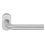 Deurklink Basic LB3 19mm op ovaal rozet mat RVS en diverse finishes