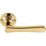 Deurkruk Timeless 1935GRR50 rond rozet geveerd messing ongelakt 