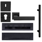 Complete voordeurset Square mat zwart met greep