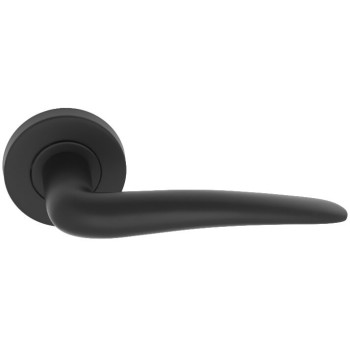 Deurklink Basic LB20 rond rozet mat zwart