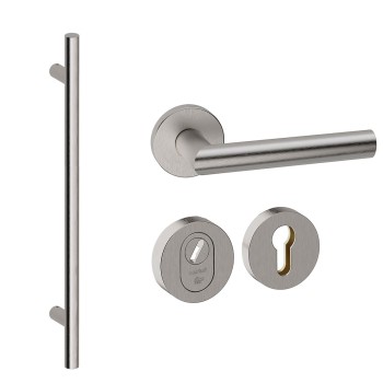 Voordeurset rond met greep Frankfurt 1160mm Inox