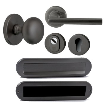 Complete voordeurset Sara gunmetal PVD