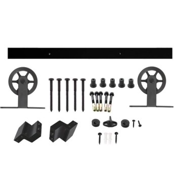 Schuifdeursysteem 2 meter hangrollen met spaakwiel 170mm Intersteel staal mat zwart
