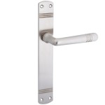 Langschild met deurkruk Art Deco messing mat nikkel ongelakt