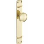 Langschild met deurknop Art Deco messing gepolijst gelakt