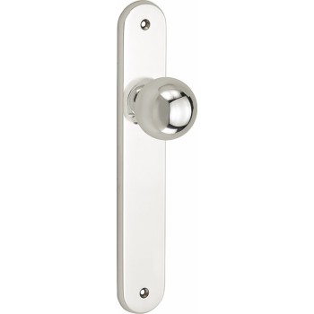 Langschild met deurknop kogel 60mm glans nikkel