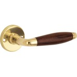 Deurklink Bonton rond rozet messing / palissander