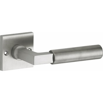 Deurkruk Bauhaus Style vierkant rozet mat nikkel ongelakt