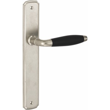 Deurkruk Bonton langschild antiek nikkel ebben 