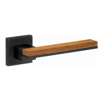 Deurkruk Mimolimit mat zwart PVD/teak
