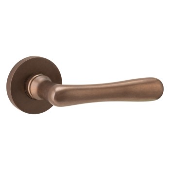 Deurkruk Linea rond rozet antiek brons 
