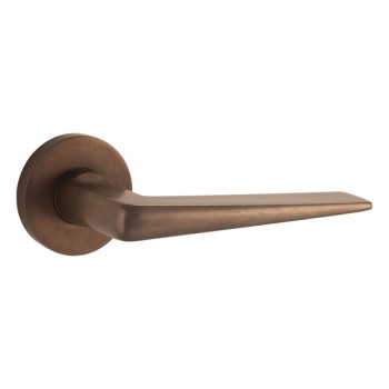 Deurkruk Wig Vivo rond rozet antiek brons