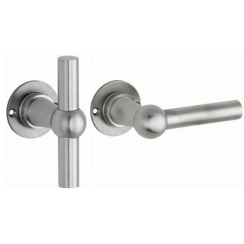 Deurkruk Chemin de Fer TL combi 100mm rond rozet mat nikkel ongelakt