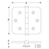 Kogellager scharnier 76x76 messing getrommeld ongelakt vlak Kogellager scharnier 76x76 messing getrommeld ongelakt vlak