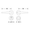 Veiligheidsset Halfsabel Elegant messing ongelakt KT achterdeur