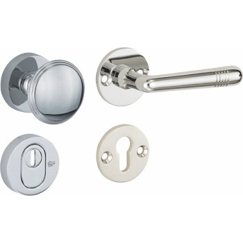 Veiligheidsset Art Deco glans chroom/glans nikkel voordeur KT