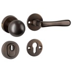 Veiligheidsset Linea antiek brons kogel voordeur KT