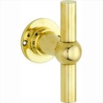 Deurkruk Chemin de Fer T 85mm (enkel) rond rozet messing ongelakt