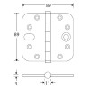 Kogellager scharnier 89x89mm messing ongelakt vlak SKG***