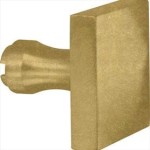 Deurknop Bauhaus tbv SKG schild messing getrommeld ongelakt
