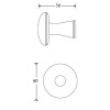 Knop Art-Deco tbv SKG schild glans chroom