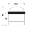 Deurbuffer cilinder 42mm messing gepolijst gelakt